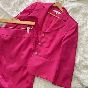 Nipon Boutique Hot Pink Satin Pencil Skirt Set